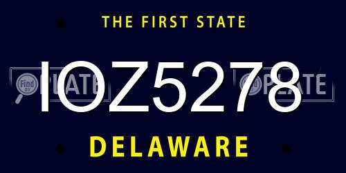 IOZ5278 Delaware License Plate