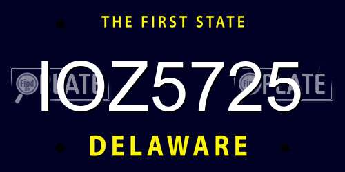 IOZ5725 Delaware License Plate