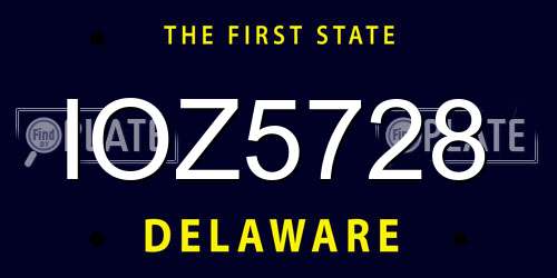 IOZ5728 Delaware License Plate