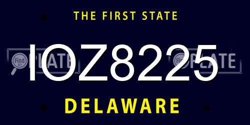 IOZ8225 Delaware License Plate