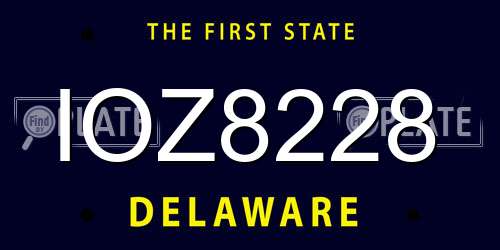 IOZ8228 Delaware License Plate