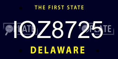 IOZ8725 Delaware License Plate