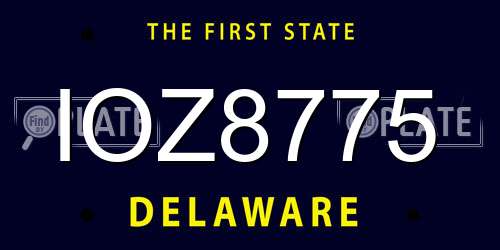 IOZ8775 Delaware License Plate