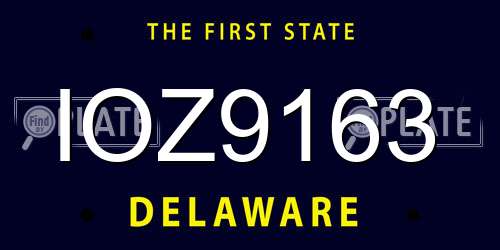 IOZ9163 Delaware License Plate
