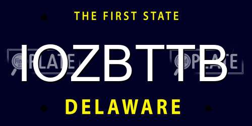 IOZBTTB Delaware License Plate