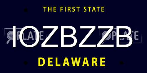 IOZBZZB Delaware License Plate