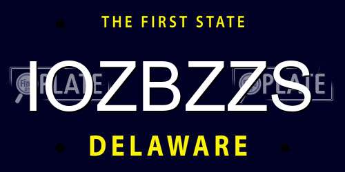 IOZBZZS Delaware License Plate