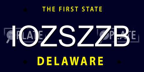 IOZSZZB Delaware License Plate