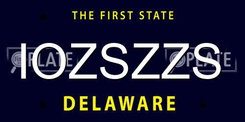 IOZSZZS Delaware License Plate