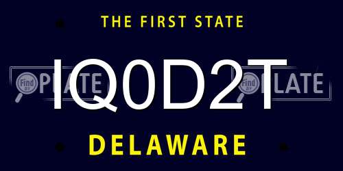 IQ0D2T Delaware License Plate