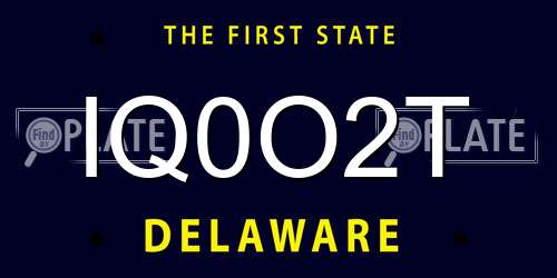 IQ0O2T Delaware License Plate