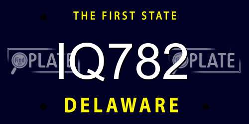 IQ782 Delaware License Plate