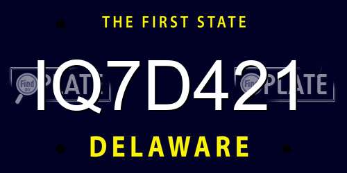 IQ7D421 Delaware License Plate