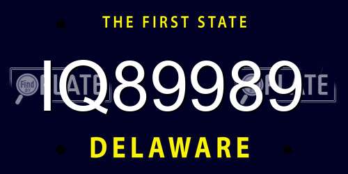 IQ89989 Delaware License Plate