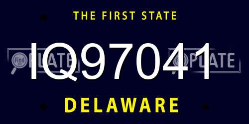 IQ97041 Delaware License Plate