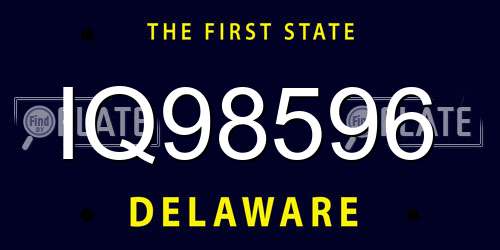 IQ98596 Delaware License Plate
