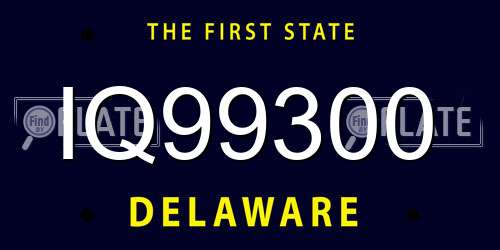 IQ99300 Delaware License Plate