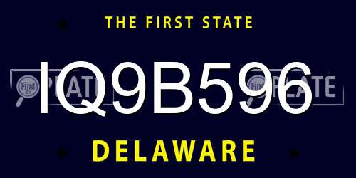 IQ9B596 Delaware License Plate