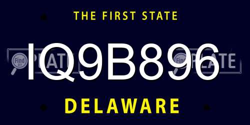 IQ9B896 Delaware License Plate