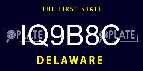 IQ9B8C Delaware License Plate