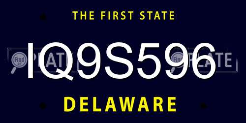 IQ9S596 Delaware License Plate