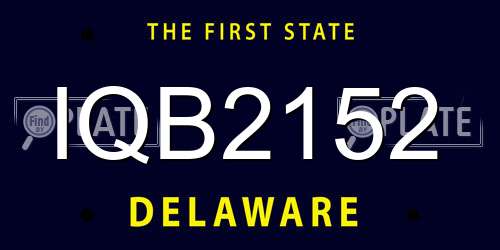 IQB2152 Delaware License Plate