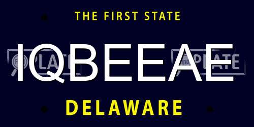 IQBEEAE Delaware License Plate