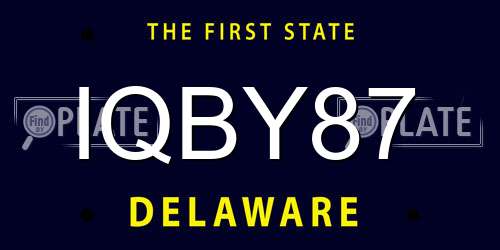 IQBY87 Delaware License Plate