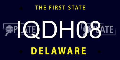 IQDH08 Delaware License Plate