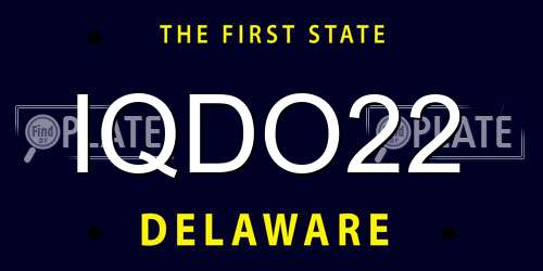 IQDO22 Delaware License Plate