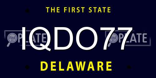 IQDO77 Delaware License Plate