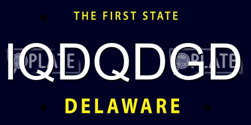 IQDQDGD Delaware License Plate