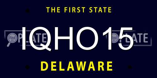 IQHO15 Delaware License Plate