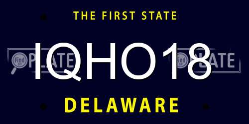 IQHO18 Delaware License Plate
