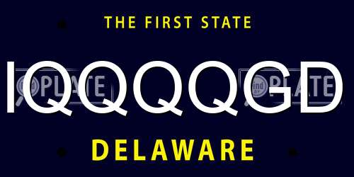 IQQQQGD Delaware License Plate