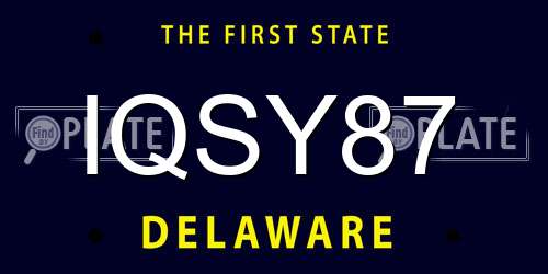 IQSY87 Delaware License Plate