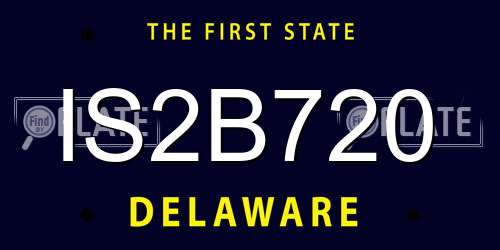 IS2B720 Delaware License Plate