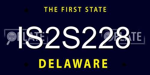 IS2S228 Delaware License Plate