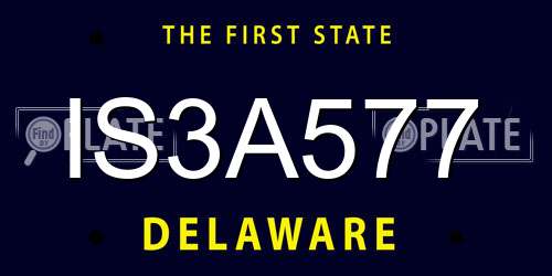 IS3A577 Delaware License Plate