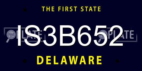 IS3B652 Delaware License Plate