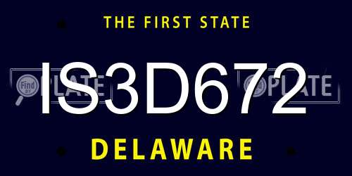 IS3D672 Delaware License Plate