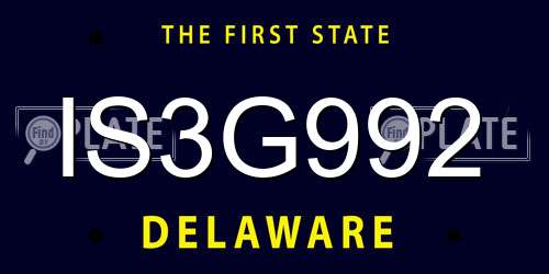 IS3G992 Delaware License Plate