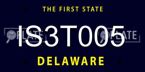 IS3T005 Delaware License Plate