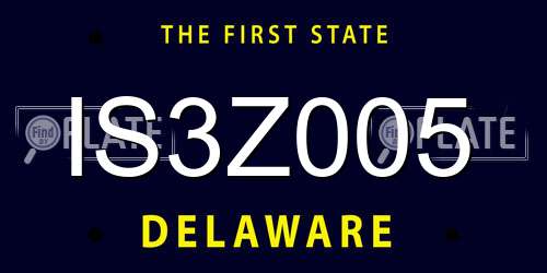 IS3Z005 Delaware License Plate