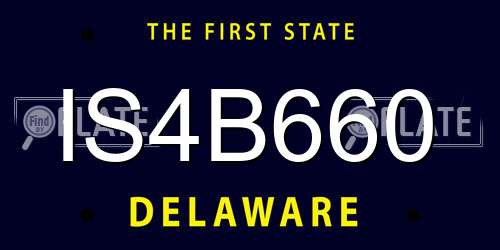 IS4B660 Delaware License Plate