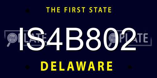 IS4B802 Delaware License Plate