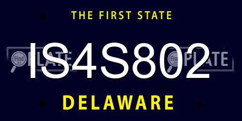 IS4S802 Delaware License Plate