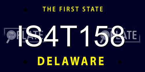 IS4T158 Delaware License Plate