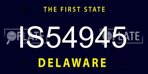 IS54945 Delaware License Plate