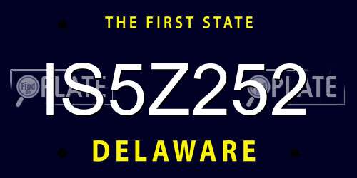IS5Z252 Delaware License Plate